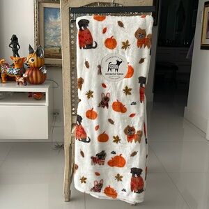 Berkshire Doggie Drawings Pomeranians & Other Dogs Autumn Theme Throw Blanket